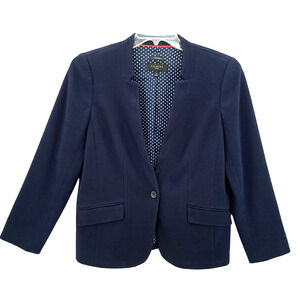 Talbots Aberdeen Navy Ponte Knit Blazer Womens Size 12